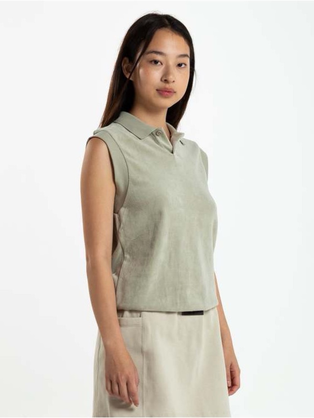 FEAR OF GOD ESSENTIALS NWT Velour Sleeveless Polo *Seafoam S